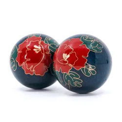 Boules de Qi Gong - Boules de santé chinoises en cloisonné bleues