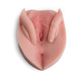 Vulve avec lèvres écartées et anus en silicone